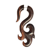 Cargar imagen en el visor de la galería, Fake Holz Lobe Piercing Edelstahl dunkel braun Hook Haken Flame Flügel Spirale - chic-net.de

