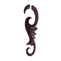 Cargar imagen en el visor de la galería, Fake Holz Lobe Piercing Edelstahl dunkel braun Hook Haken Flame Flügel Spirale - chic-net.de
