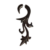 Cargar imagen en el visor de la galería, Fake Holz Lobe Piercing Edelstahl dunkel braun Hook Haken Flame Flügel Spirale - chic-net.de
