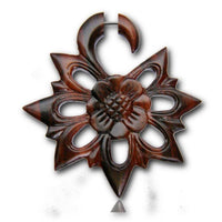 Load image into Gallery viewer, Fake Holz Piercing Narra Holz Blume Edelweiß nickelfrei Edelstahl Ohrstecker Organic - chic-net.de
