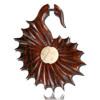Load image into Gallery viewer, Fake Holz Piercing Narra Wood Stein Inlay weiß Muschel Edelstahl Ohrstecker Organic Tribal - chic-net.de
