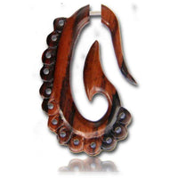 Load image into Gallery viewer, Fake Holz Piercing oval Spirale Kreise Rücken Narra Wood Plug nickelfrei Edelstahl Ohrstecker - chic-net.de
