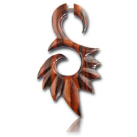 Load image into Gallery viewer, Fake Holz Piercing S-Form zackig Narra Wood Plug nickelfrei Edelstahl Ohrstecker Organic Tribal - chic-net.de
