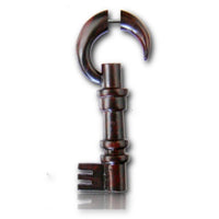 Load image into Gallery viewer, Fake Holz Piercing Schlüssel Narra Wood Plug nickelfrei Edelstahl Ohrstecker Organic Tribal - chic-net.de
