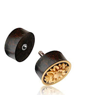 Cargar imagen en el visor de la galería, Fake Holz Plug Tamarinde Kokosschale Blume geschnitzt hell Edelstahl Organic Tribal - chic-net.de
