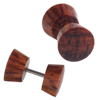 Load image into Gallery viewer, Fake Holz Plug Tamarindenholz Schraubverschluss dunkelbraun Maserung natürlich Piercing - chic-net.de
