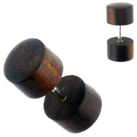 Load image into Gallery viewer, Fake Holzplug Holz 8mm Plug Lobe Piercing Edelstahl Stift 1mm rund kantig - chic-net.de
