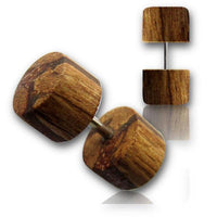 Load image into Gallery viewer, Fake Holzplug Holz 8mm Plug Lobe Piercing Edelstahl Stift 1mm rund kantig - chic-net.de
