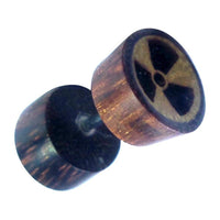 Load image into Gallery viewer, Fake Holzplug Holz Plug Lobe Piercing Inlay Edelstahl Paua Muschel Türkis Stein - chic-net.de
