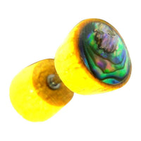 Load image into Gallery viewer, Fake Holzplug Holz Plug Lobe Piercing Inlay Edelstahl Paua Muschel Türkis Stein - chic-net.de
