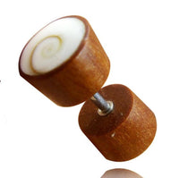 Load image into Gallery viewer, Fake Holzplug Shivaauge Holz Plug Piercing Edelstahl Sonoholz Sawoholz Muschel - chic-net.de

