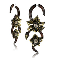 Load image into Gallery viewer, Fake Narraholz Piercing Blüten Knospe golden Brass Edelstahl Steckverschluss - chic-net.de
