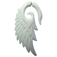 Load image into Gallery viewer, Fake Ohr Piercing Schwan Bone Knochen Edelstahl weiß Spirale Dehner Ohrstecker - chic-net.de

