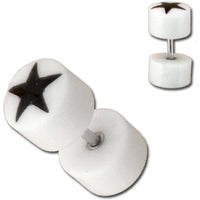 Load image into Gallery viewer, Fake Piercing, Bone Stern, schwarz weiß, Expander, Ohrhänger, Ohrstecker, Ohrring - chic-net.de
