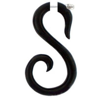 Load image into Gallery viewer, Fake Piercing, Buffalo Horn schwarzer Schwan, Expander, Ohrhänger, Ohrstecker, Ohrring - chic-net.de
