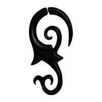 Load image into Gallery viewer, Fake Piercing Ebenholz Edelstahl handgeschnitzt groß Ebony dunkelbraun Dehner - chic-net.de
