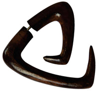 Load image into Gallery viewer, Fake Piercing Edelstahl dunkel Holz Triangel Spirale - chic-net.de
