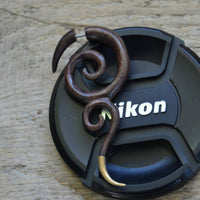 Load image into Gallery viewer, Fake Piercing Edelstahl Holz braun Spiralen Brass Spitze - chic-net.de
