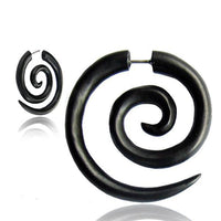 Load image into Gallery viewer, Fake Piercing Edelstahl Holz schwarz XL Spirale - chic-net.de
