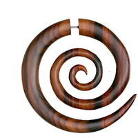 Cargar imagen en el visor de la galería, Fake Piercing Edelstahl Holz XL Spiralen hell dunkel - chic-net.de
