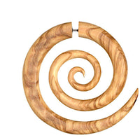 Cargar imagen en el visor de la galería, Fake Piercing Edelstahl Holz XL Spiralen hell dunkel - chic-net.de
