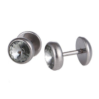 Load image into Gallery viewer, Fake Piercing Edelstahl kleiner runder weißer Zirkonia Stein eingefasst spitz 7 mm - chic-net.de
