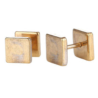 Load image into Gallery viewer, Fake Piercing Edelstahl Schraubverschluss Expander goldfarben große Quadrate 8 mm - chic-net.de
