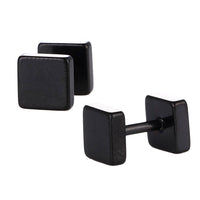 Cargar imagen en el visor de la galería, Fake Piercing Edelstahl Schraubverschluss Expander schwarz Quadratische Platten 6 mm - chic-net.de
