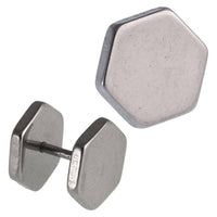 Load image into Gallery viewer, Fake Piercing Edelstahl Schraubverschluss Expander silbefarben Sechseck 12 mm - chic-net.de
