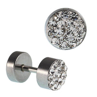 Load image into Gallery viewer, Fake Piercing Edelstahl weiß schimmernde Mini Zirkonia Steine 5 mm - chic-net.de
