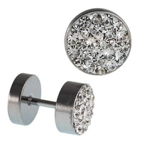 Load image into Gallery viewer, Fake Piercing Edelstahl weiß schimmernde Mini Zirkonia Steine 7 mm - chic-net.de
