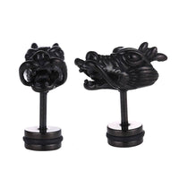 Load image into Gallery viewer, Fake Piercing Expander Chinesicher Drachen Kopf schwarz Schraubverschluss Edelstahl - chic-net.de
