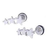 Load image into Gallery viewer, Fake Piercing Expander drei Sterne silberfarben Schraubverschluss Edelstahl - chic-net.de
