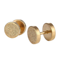 Load image into Gallery viewer, Fake Piercing Expander Glitzer Oberfläche goldfarben 9mm Schraubverschluss Edelstahl - chic-net.de

