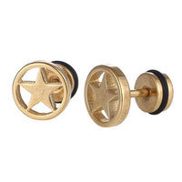 Load image into Gallery viewer, Fake Piercing Expander goldefarben Stern im Kreis Schaubverschluss Edelstahl - chic-net.de
