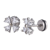 Load image into Gallery viewer, Fake Piercing Expander Kreuz Schleife Zirkonia weiß Schaubverschluss Edelstahl - chic-net.de
