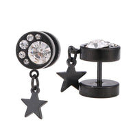 Cargar imagen en el visor de la galería, Fake Piercing Expander schwarz 6 Zirkonia Stein weiß Stern Anhänger - chic-net.de
