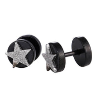 Load image into Gallery viewer, Fake Piercing Expander schwarz Glitzer Stern Schaubverschluss Edelstahl - chic-net.de
