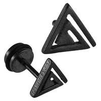 Load image into Gallery viewer, Fake Piercing Expander schwarz Linien im Dreieck Schaubverschluss Edelstahl - chic-net.de
