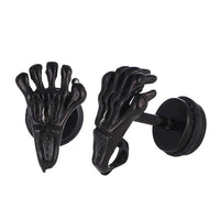 Load image into Gallery viewer, Fake Piercing Expander schwarz Skelett Hand Schaubverschluss Edelstahl - chic-net.de
