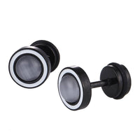 Load image into Gallery viewer, Fake Piercing Expander schwarz Stein grau schimmernd Edelstahl Schaubverschluss - chic-net.de
