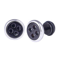 Load image into Gallery viewer, Fake Piercing Expander schwarzer Knopf Edelstahl Schaubverschluss - chic-net.de
