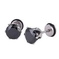 Load image into Gallery viewer, Fake Piercing Expander silberfarben Krone schwarzer Stein Schaubverschluss Edelstahl - chic-net.de
