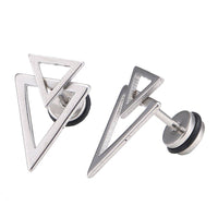 Load image into Gallery viewer, Fake Piercing Expander silberfarben spitzes Dreieck groß und klein Schaubverschluss - chic-net.de
