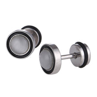 Load image into Gallery viewer, Fake Piercing Expander silberfarben Stein weiß Edelstahl Schaubverschluss - chic-net.de
