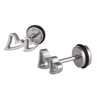 Cargar imagen en el visor de la galería, Fake Piercing Expander silberfarben zwei Herzen Schaubverschluss Edelstahl - chic-net.de
