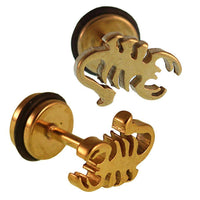 Load image into Gallery viewer, Fake Piercing Expander Skorpion goldfarben Schraubverschluss Edelstahl - chic-net.de
