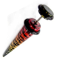 Load image into Gallery viewer, Fake Piercing Expander Tier Muster gelb rot grün Dehnungsstab Straight Dehnstab Unisex Ohrstecker - chic-net.de
