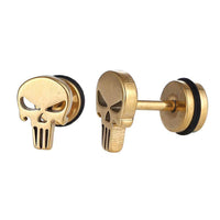Load image into Gallery viewer, Fake Piercing Expander Totenkopf Zähne lang goldfarben Schraubverschluss Edelstahl - chic-net.de
