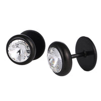 Load image into Gallery viewer, Fake Piercing Expander weißer Zirkonia Stein schwarz Schraubverschluss Edelstahl - chic-net.de
